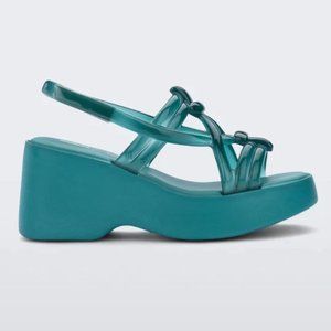 MELISSA SOHO PLATFORM JELLY SANDALS, TURQUOISE/GREEN, SIZE 7!